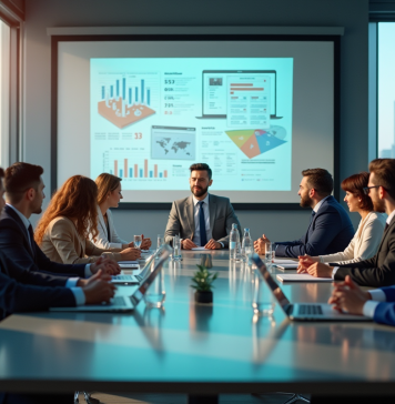 Image de marque : marketing numérique, importance et avantages Groupe de professionnels collaborant dans un bureau lumineux