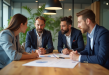 Circulaire : valeur, utilité et avantages pour une entreprise Groupe de professionnels autour d'une table en réunion économie circulaire