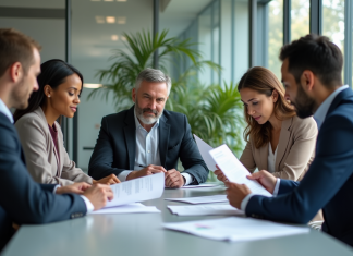 Equipe de professionnels de la publicité en réunion