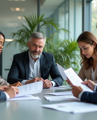 Equipe de professionnels de la publicité en réunion