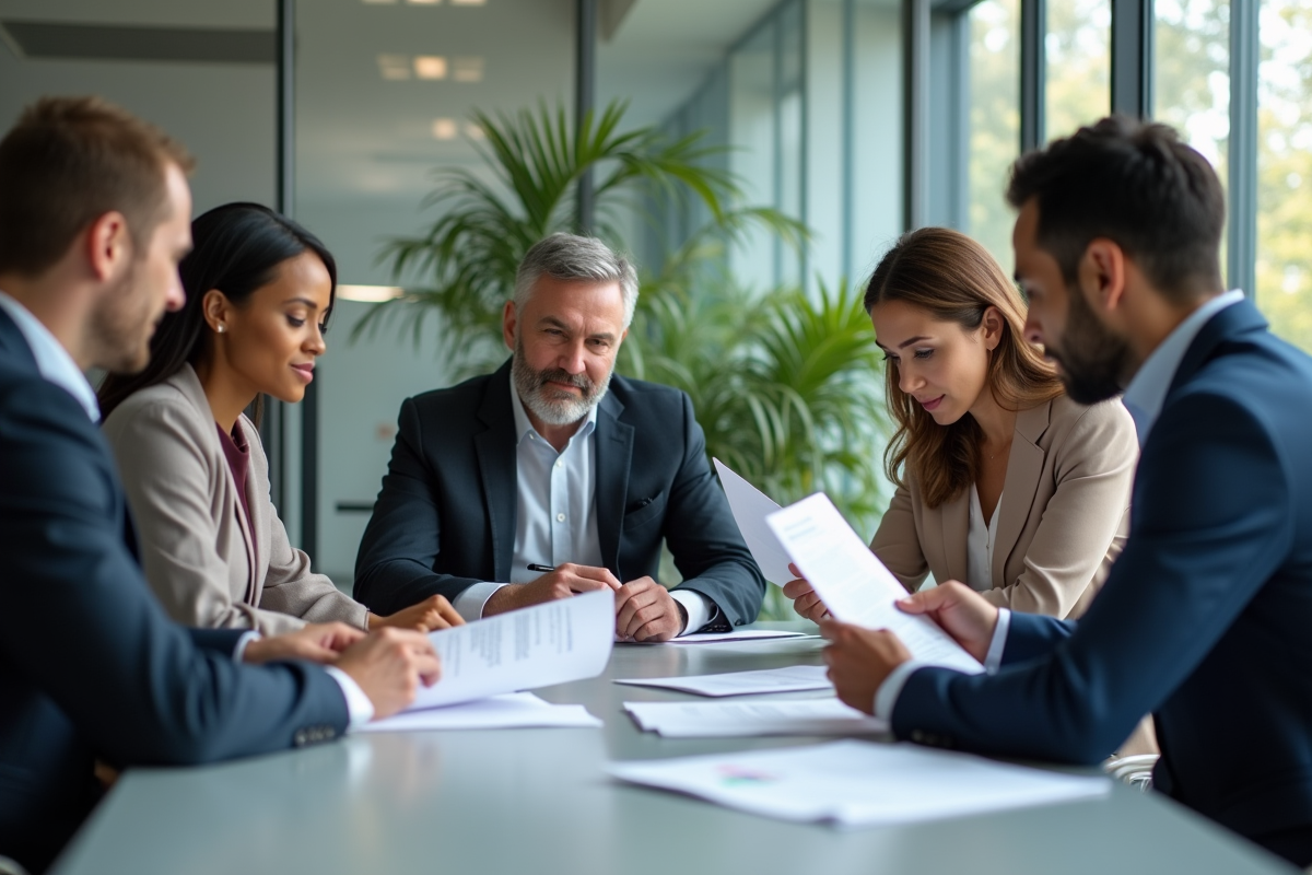 Equipe de professionnels de la publicité en réunion