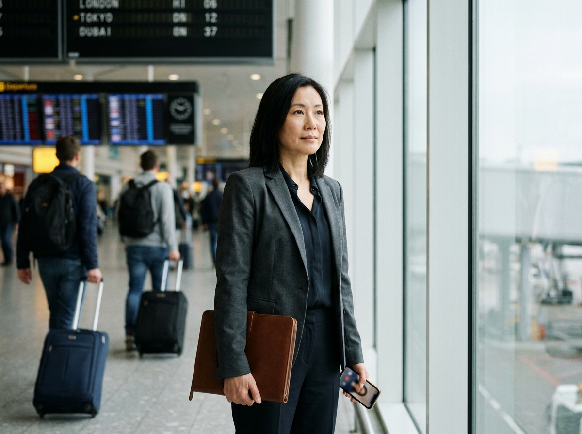 Femme d'affaires prête à voyager pour développer des partenariats locaux à l'international