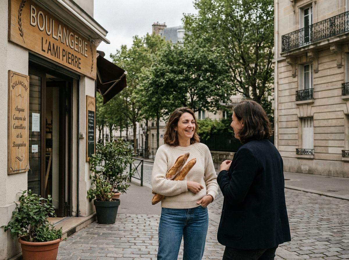 Femme souriante sortant d