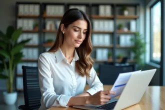 Femme d affaires concentrée dans un bureau moderne