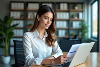 Femme d affaires concentrée dans un bureau moderne