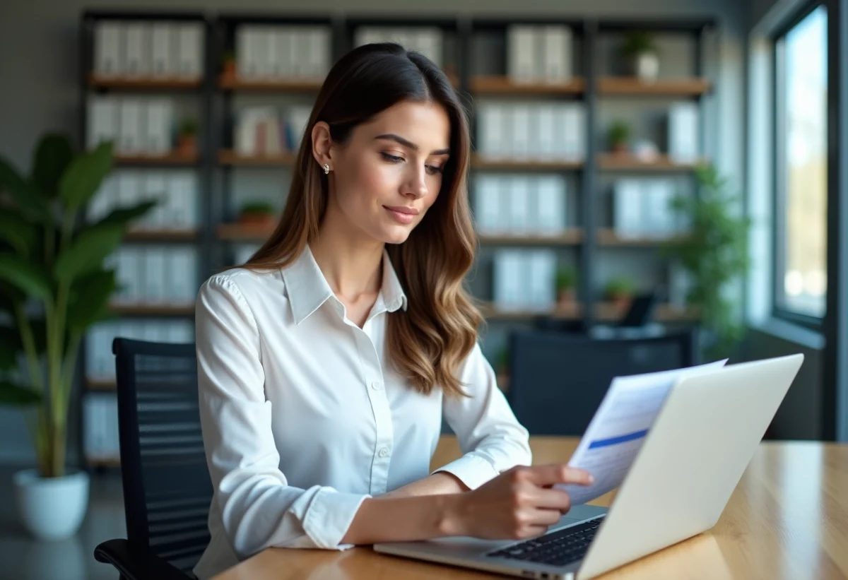 Femme d affaires concentrée dans un bureau moderne
