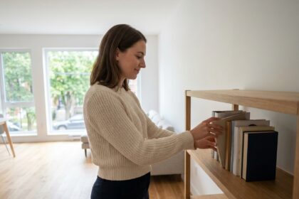 Jeune femme organisée dans son appartement à Vannes
