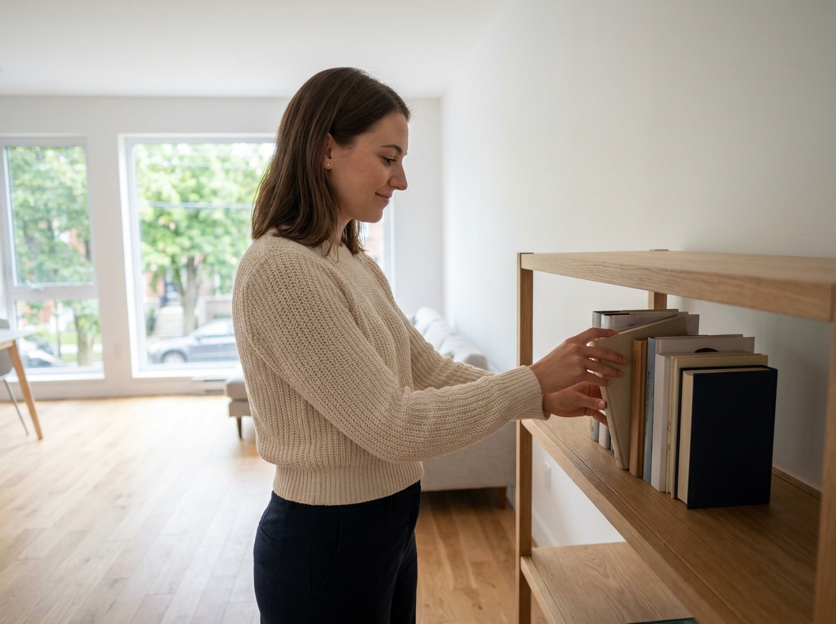 Jeune femme organisée dans son appartement à Vannes
