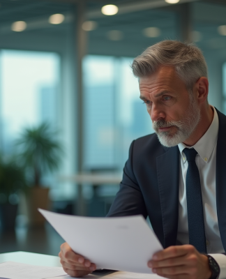 Homme d'affaires réfléchi dans un bureau moderne