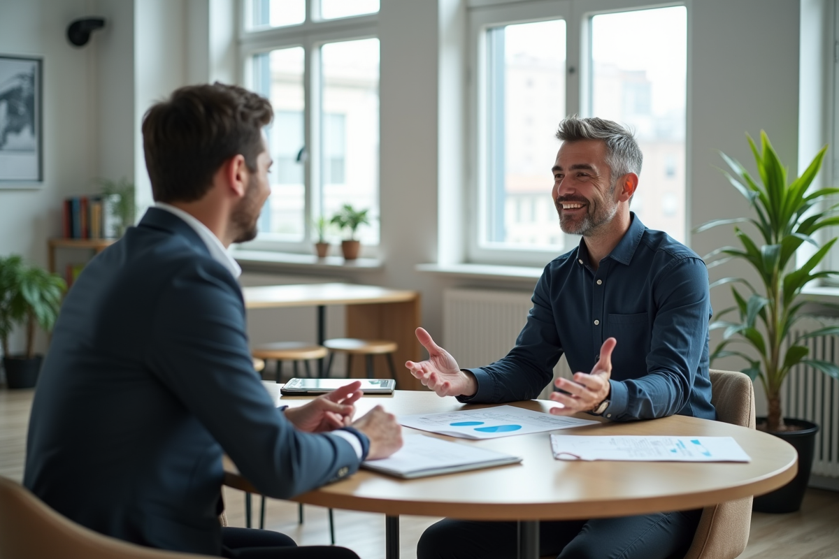 Homme en discussion avec un conseiller en coworking