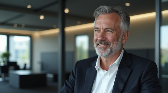 Homme en costume dans un bureau moderne design