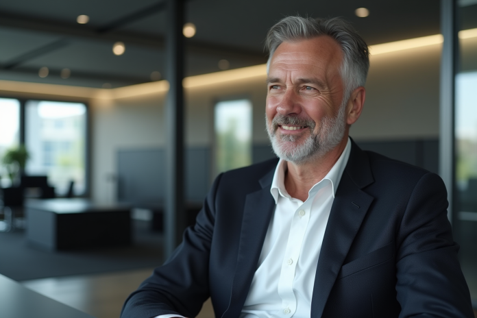 Homme en costume dans un bureau moderne design