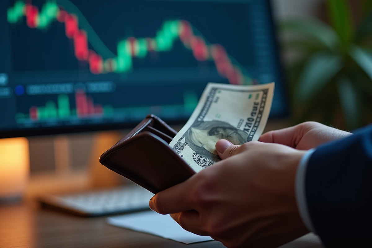 Mains tenant un portefeuille avec des billets de banque