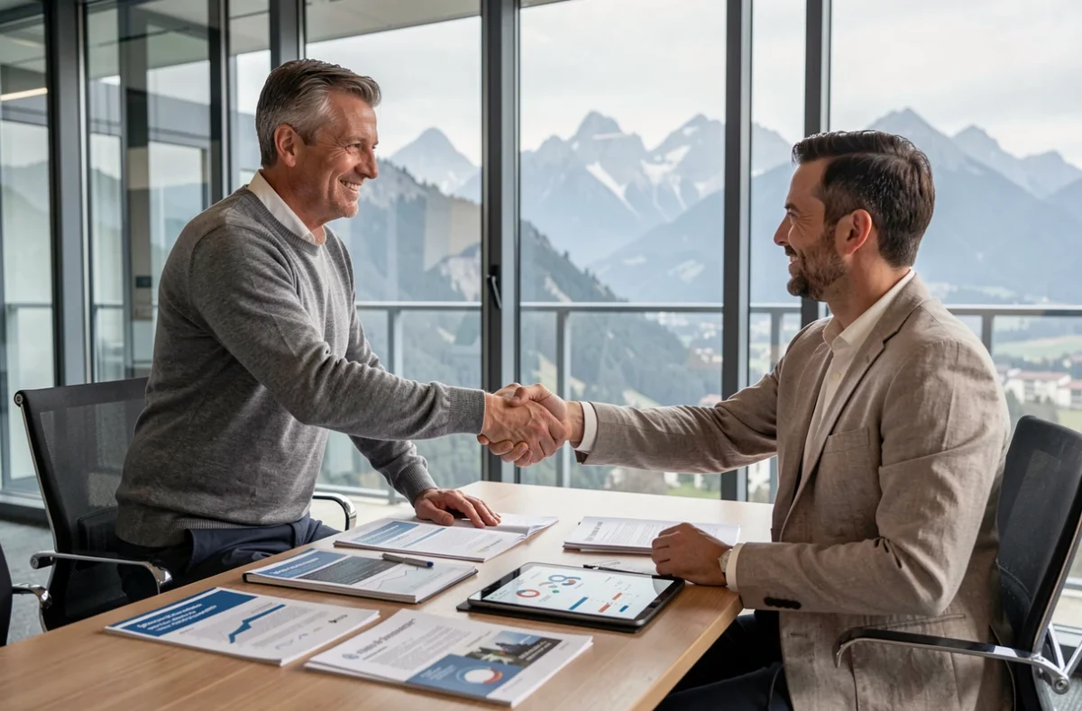 Consultant en portage salarial présentant des offres de sociétés à un professionnel indépendant à Pau